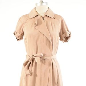 Banana Republic Dress Size 4 Khaki Cotton Twill Trench-Detail Short Sleeve